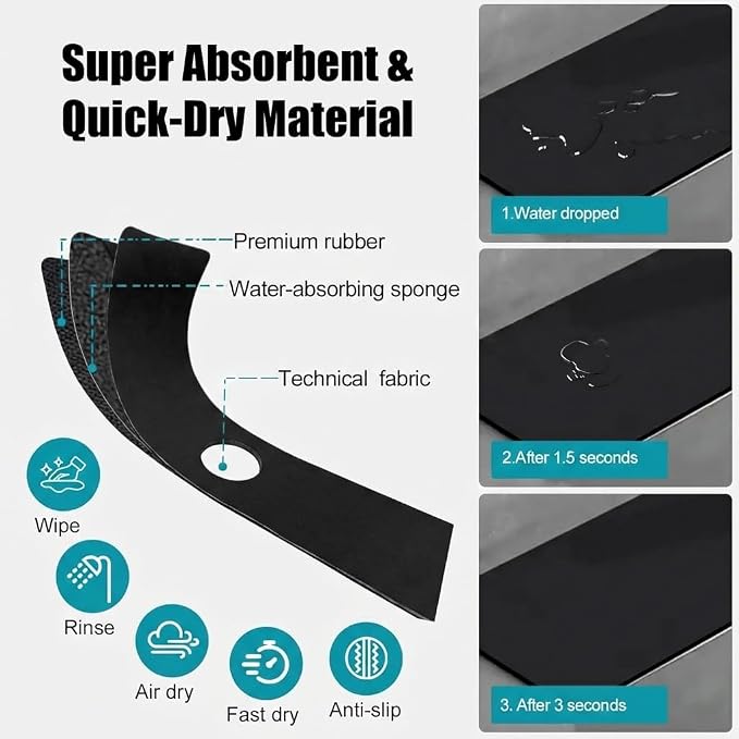 Cuttable Kitchen Sink Faucet Mat: 30" Lx5.5 W Splash Guard with Center Hole | "Customizable Absorbent Non-slip Fabric Rubber Mat, Cut to Fit 2,3,4 Holes Irregular Sink with Soap Dispenser Air Gap " - Image 6