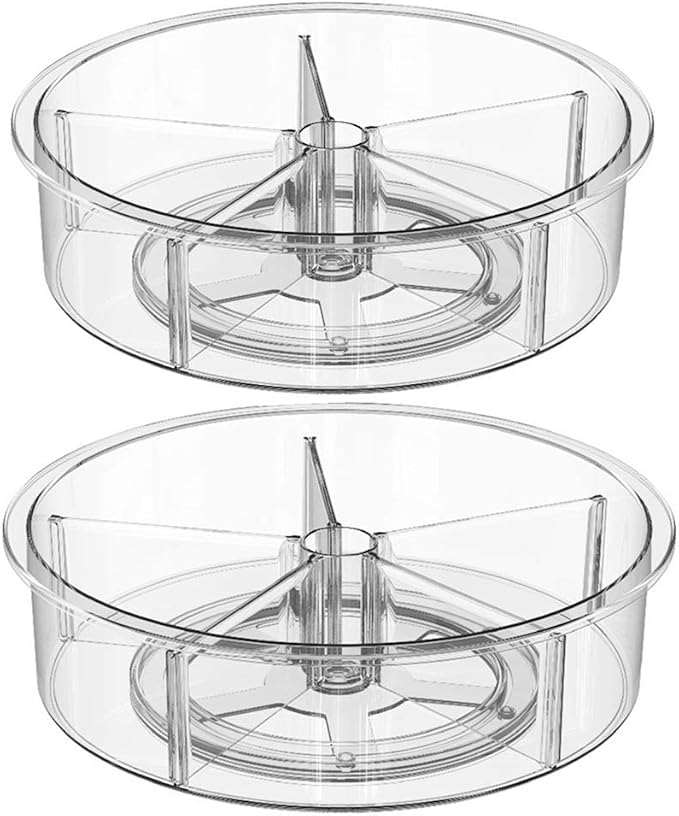 SANNO Round Lazy Susan RotatingTurntable Storage Container for Kitchen Cabinet, Pantry, Refrigerator, Countertop Food Safe Turntable Spice Rack for Cupboard,Spinning Organizes 2 by SANNO
