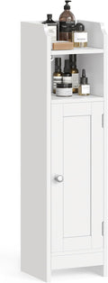 VASAGLE Small Storage Corner Floor Cabinet with Door，Cloud White | Narrow Toilet Paper Storage Holder, 7.1 x 7.5 x 31.5 Inches, Adjustable Shelves, SIREN Collection UBBC310W01 by Unknown