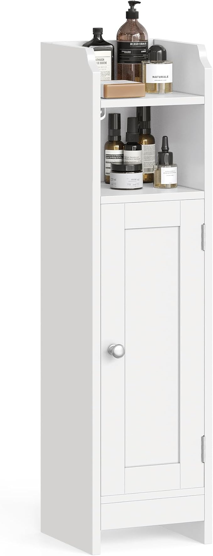 VASAGLE Small Storage Corner Floor Cabinet with Door，Cloud White | Narrow Toilet Paper Storage Holder, 7.1 x 7.5 x 31.5 Inches, Adjustable Shelves, SIREN Collection UBBC310W01 by Unknown