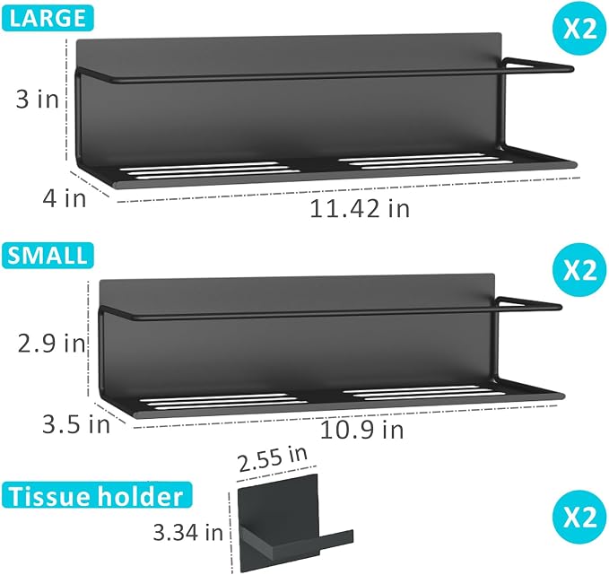 Magnetic Spice Rack For Refrigerator, Space Saving Magnetic Shelf For Fridge Matt Black 4 Pack With Magnetic Paper Towel Holder - Image 2