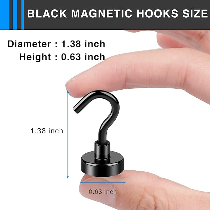 LOVIMAG Magnetic Hooks, Cruise Essentials 2026, 60 Pack-30LBS | Heavy Duty Strong Magnet Hook for Cruise Cabin, Refrigerator Fridge, Ship, Classroom, Kitchen Grills, Black - Image 2
