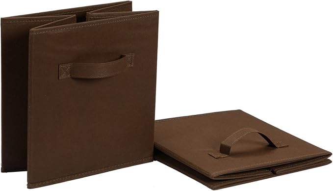 Amazon Basics Collapsible Fabric Storage Bins with Handles, Cube Organizer for Home Organization, 13" x 13" x 13", Brown, 6-Pack - Image 4