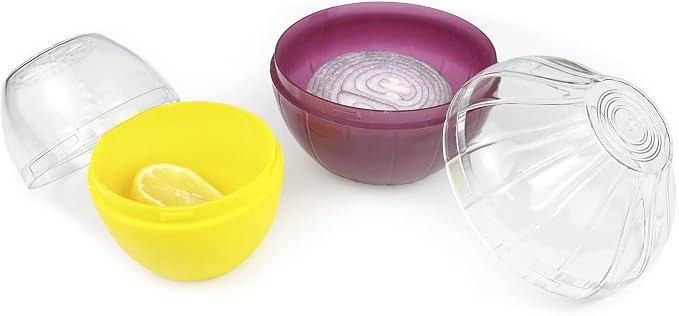 Fruit and Vegetable Shaped Savers Storage Containers for Fridge Vegetable | Magicaleast Onion Tomato Lemon Green Pepper and Garlic Containers - Image 4