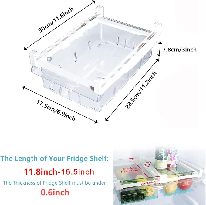 1Pack Refrigerator Organizer Bins Refrigerator Drawer Fridge Organizers | 1Pack Refrigerator Organizer Fridge Egg Drawer, Pull-out Fridge Storage Box Refrigerator Egg Drawer - Image 2