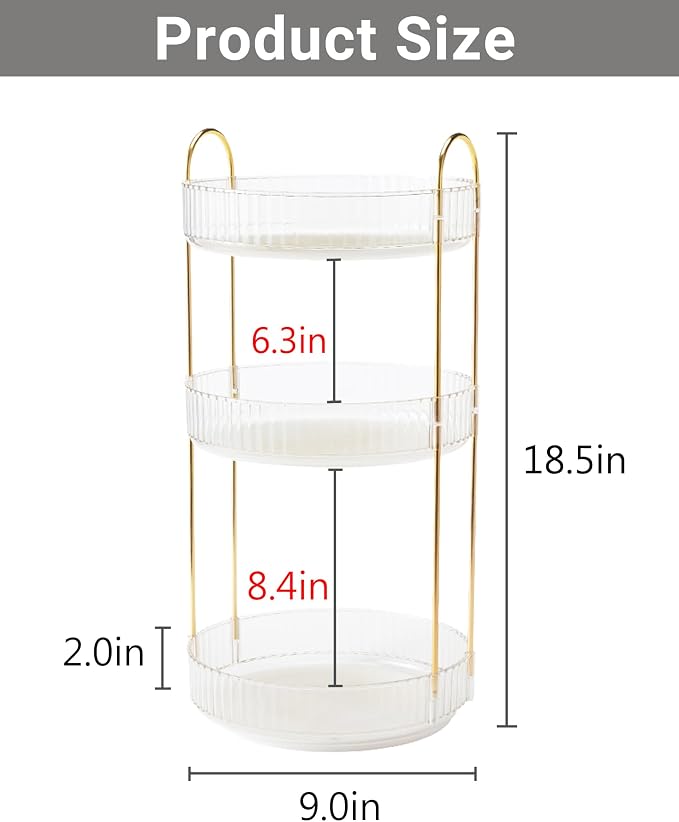 Asayuee 360 Rotating Makeup Organizer,3 Tier Large Capacity Make Up Organizers and Storage,Skincare Perfume Vanity Organizers,Bathroom Cosmetics Storage Organizer Countertop (Clear-3 Tier) - Image 2