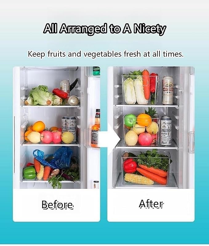 Set of 8 pantry organizers and storage, Clear Plastic Storage Bins for Kitchen Organization, Freezer Storage, Home Edit Containers (8Large) - Image 6