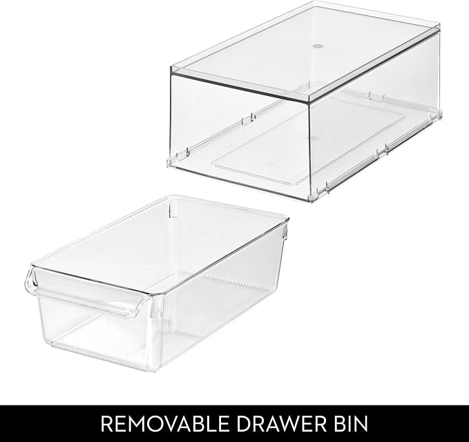iDesign Stackable Kitchen Storage Drawer, Set of 4, Clear | For Fridge, For Pantry, For Under-Sink, For Cabinet - Image 8