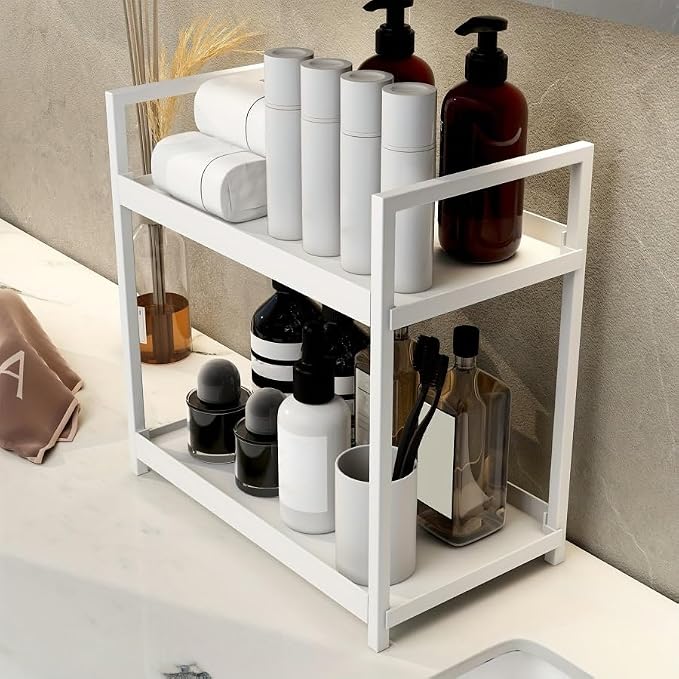 Bathroom Counter Organizer, 2 Tier White Counter Shelf | Bathroom Organizers and Storage Countertop, for Vanity Tables, Dresser, Makeup - Image 4