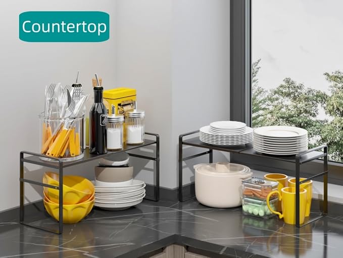 Expandable Cabinet Shelf Organizer Riser for Kitchen Pantry Under Sink | Expandable, metal , thick shelves, suitable for cabinets, countertops, under-sink areas, and storage rooms - Image 4