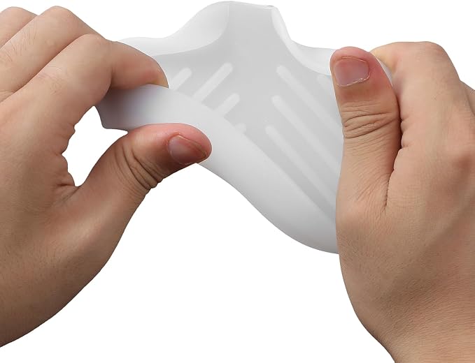 MicoYang Silicone Soap Dish with Drain Spout, Self-Draining Sink Organizer Tray for Bathroom & Kitchen, Sponges, Dispensers & Soap Holder, Non-Slip & Dishwasher Safe, Translucent (Compact, 4.9"×3.2") - Image 9
