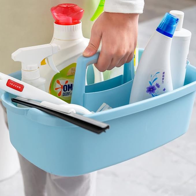 Large Cleaning Supplies Caddy Portable Shower Caddy Basket Blue 2 Pack | Sturdy Supply Organizer with Handle Plastic Bucket Tool Storage for Bathroom Bedroom Kitchen Garden College Dorm Essentials - Image 7