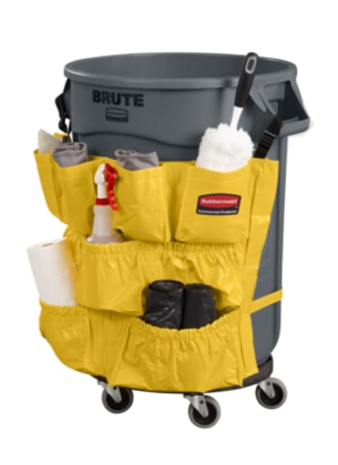 Rubbermaid Commercial Products Supply Organizing Caddy for Brute Trash Cans Yellow Tool Organizer Storage for Spray Bottles/Paper Towels/Gloves/Scrub Brush 1 Count - Image 8