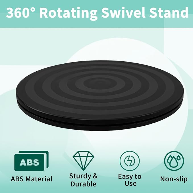 8 Inch Heavy Duty Rotating Swivel Stand, 360° Rotation with Steel Ball Bearings for Plants, Monitors, Crafts, Model Bases & TVs - Image 4