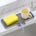 JACZZO Silicone Sponge Holder for Kitchen Sink, (10x4 In) Sink Caddy with Drain Spout, Self Draining Soap Tray & Organizer, Kitchen Accessories,Bathroom Organizer, Easy to Clean (Grey) by JACZZO