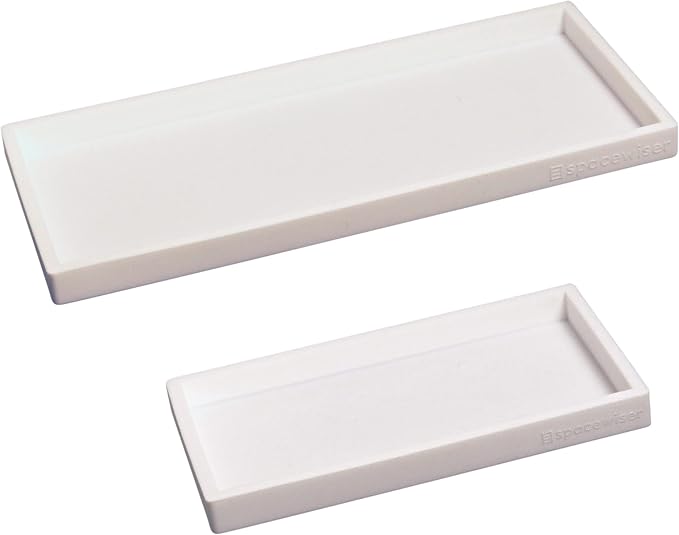 Countertop & Vanity Silicone Tray – 2 PC (11.7" & 7.7") Set | Bathroom Tray & Kitchen Soap Tray Set, Bathroom Counter Tray, Kitchen Sink Dish Soap Tray for Countertop Organization by Spacewiser