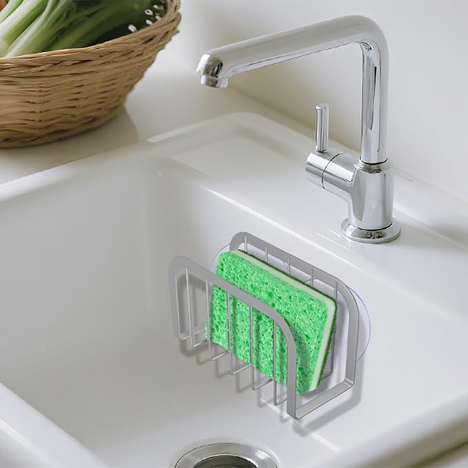 Sponge Holder for Kitchen Sink,Kitchen Sink Caddy with Sponge Holder-Silver - Image 5