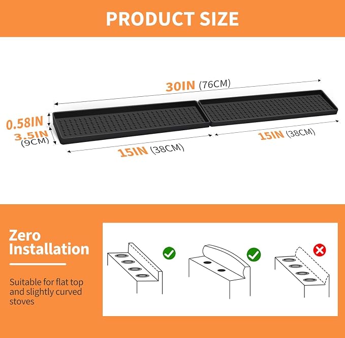 30 Inch Silicone Magnetic Stove Top Shelf, Kitchen Shelf Over Stove Spice Rack Apartment Must Haves Kitchen Gadgets for Above Stovetop Seasoning Organization and Storage with 2 Functional Prtitions - Image 7