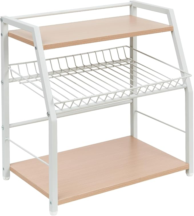 Kitchen Countertop Organizer, Snack Organizer Candy Display Stand Coffee Station Organizer, 3 Tier Wooden Counter Storage for Soda Cans Condiment Tea, for Pantry Office Bathroom, White (White) by Unknown