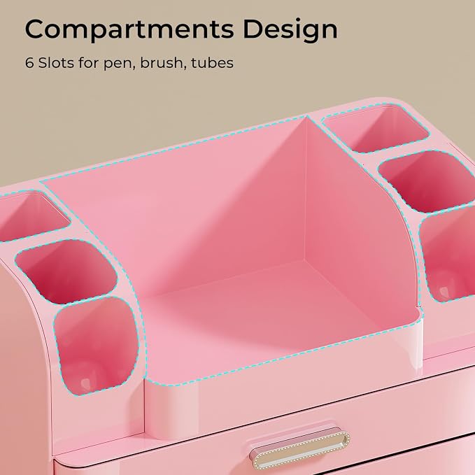UFORU Makeup Organizer Countertop with 2 Large Drawers for Vanity Bathroom | Brush Holder, Large Capacity, Thickened Plastic, Compact Footprint, Space-Saving Design, Easy Clean, Ideal for Dorm Rooms - Image 5