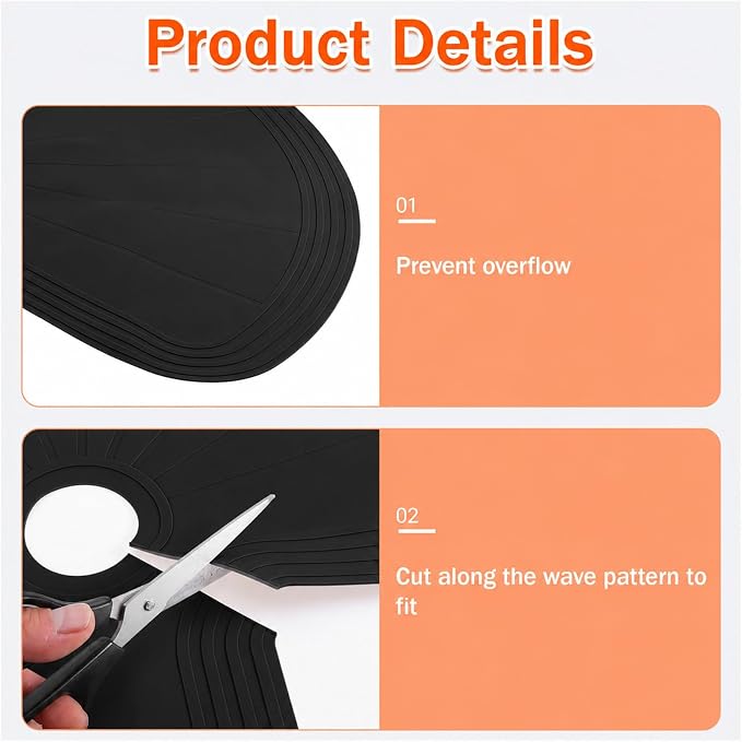 2 PCS 26.5" Lazy Susan Shelf Liner, Silicone Non-Slip Heat Resistant Turntable Mat, Pie Cut Organizer for Kitchen Cabinet Drawer Refrigerator Cupboard, Black - Image 6