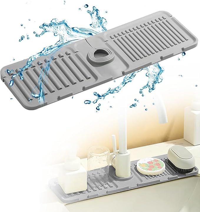 Kitlers Silicone Edge Protectors - Multifunction Sink Accessories, Splash Guard & Draining Mat for Kitchen, Bathroom Sink, Steel, Granite, Quartz Countertops(Transparent) - Image 3