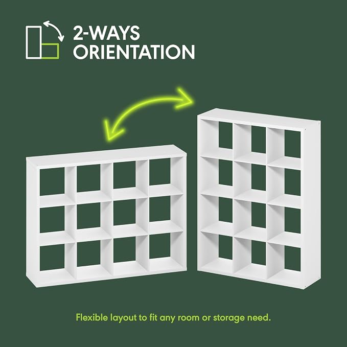 Furinno Simple 12-Cube Storage Organizer, Extra Thick Frame, Black Oak | Vertical/Horizontal, Open Back, Display Shelf, Shelving Unit, Storage Shelves, for Organization, Living Room, Home Office - Image 5