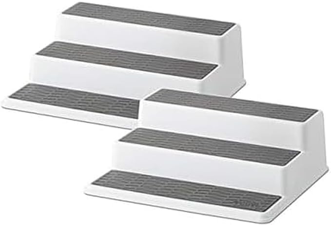 Copco Grey 2 Non-Skid 3-Tier Spice Rack Organizer for Pantry, 2-Pack, 10-Inch by Copco
