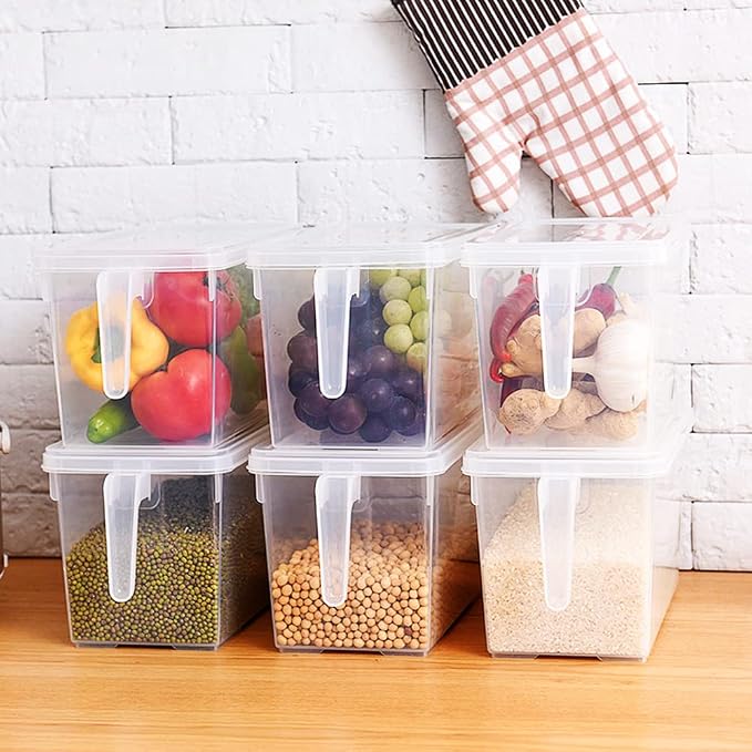 Sooyee Fridge Organizer, 4 Pack Refrigerator Organizer Bins, Clear with Handle & Lid, Fruit Containers for Fridge, Fridge Storage to Keep Fresh for Food, Vegetables, 5L - Image 4