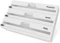 SpaceAid WrapNeat 3 in 1 Wrap Organizer with Cutter and Labels, Plastic Wrap, Aluminum Foil and Wax Bamboo Dispenser for Kitchen Storage Organization Holder for 12" Roll (White) by SpaceAid