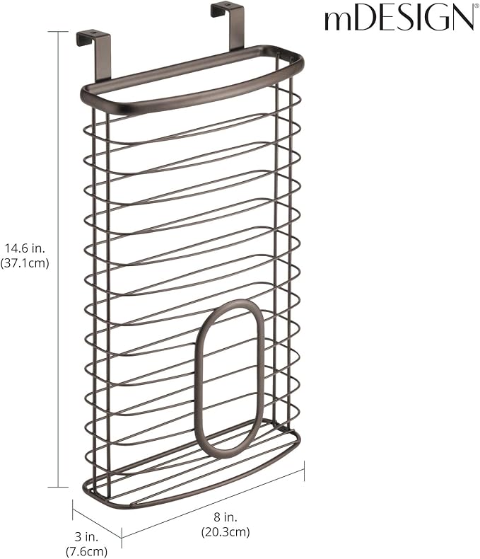 mDesign Over-The-Cabinet Plastic Bag Storage and Grocery Bag Holder, Kitchen Storage - Bronze - Image 4