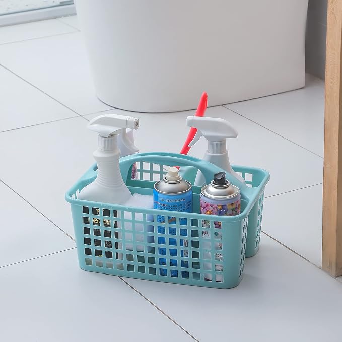 Portable Shower Caddy Basket Plastic Storage Basket with Divided Light Blue | Sturdy Large Capacity Cleaning Supplies Organizer Compartments Tool Bin for Bathroom Kitchen Bedroom College Dorm Essentials - Image 7