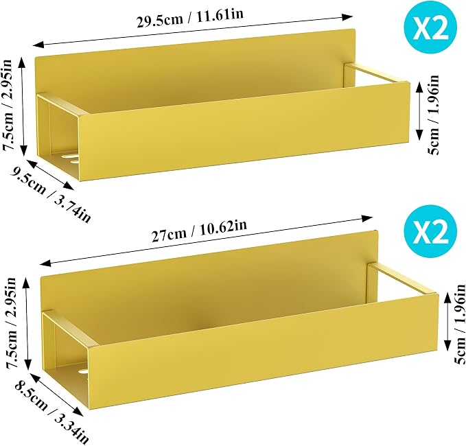 Metal Magnetic Spice Rack for Refrigerator Gold, 4 Pack | Magnetic Shelves Heavy Duty for Fridge in Kitchen, Seasoning Storage Organizer, For Oven Washer and Dryer, For Heavier Items - Image 7