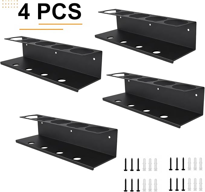 4Pcs Wall-Mounted Aerosol Spray Can Holder for Garage and Workspace | Steel Multi Hole Spray Bottle Rack, Flexibly Utilize Storage Space, Black Powder-Coated, No Assembly Required - Image 9