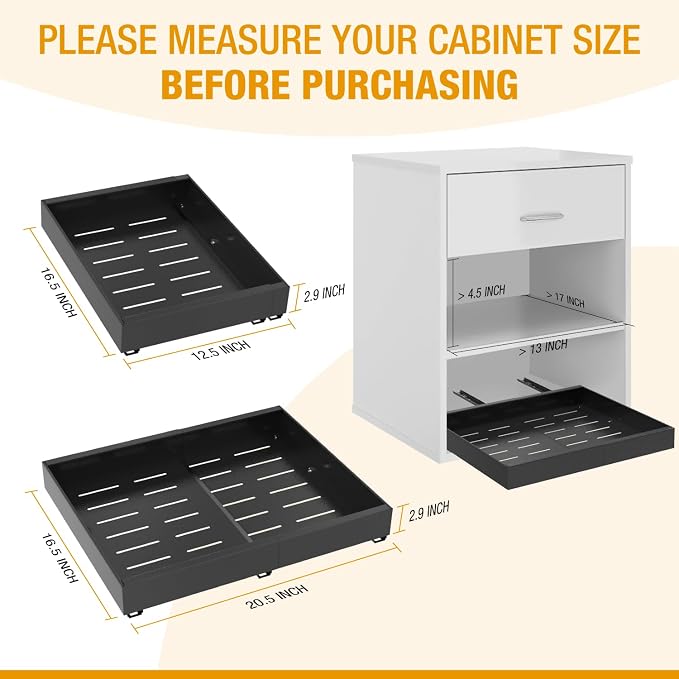 Expandable Pull Out Drawers for Cabinets(Black) : Kitchen and Pantry Organizer, Sliding Cabinet Organizer with Adhesive, Under Sink and Pots Storage, Depth 16.5". expandable pull out cabinet organizer - Image 2