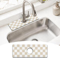 Light Brown White Checkered Kitchen Sink Splash Guard Faucet Mat,Faucet Non-Slip Absorbent Mat,Farmhouse Sink Splash Guard Behind Faucet for Kitchen Bathroom, 15"x5.5" by puwbnhj