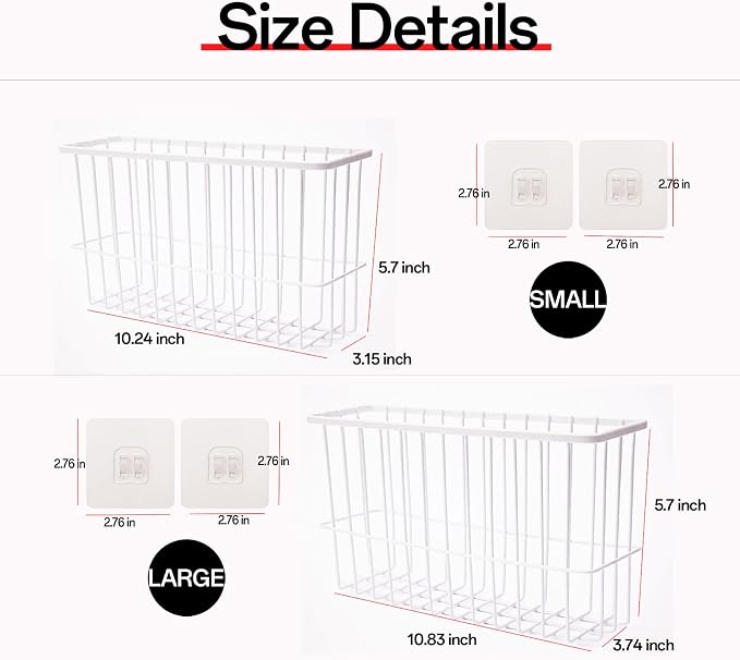 2 Piece Kitchen Cabinet Door Storage Box | Lid Organizers Inside Cabinet, Self Adhesive Wall Mounted Storage Box for Kitchen/Wardrobe/Bathroom, White - Image 2