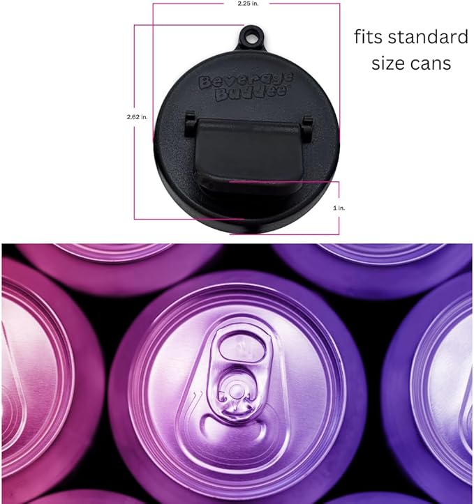 Can Cover - Best Can Cover For Standard Size Soda/Beer/Energy Drink Cans - Made In The USA - BPA-PCB Free - 4 pack (Black) - Image 2