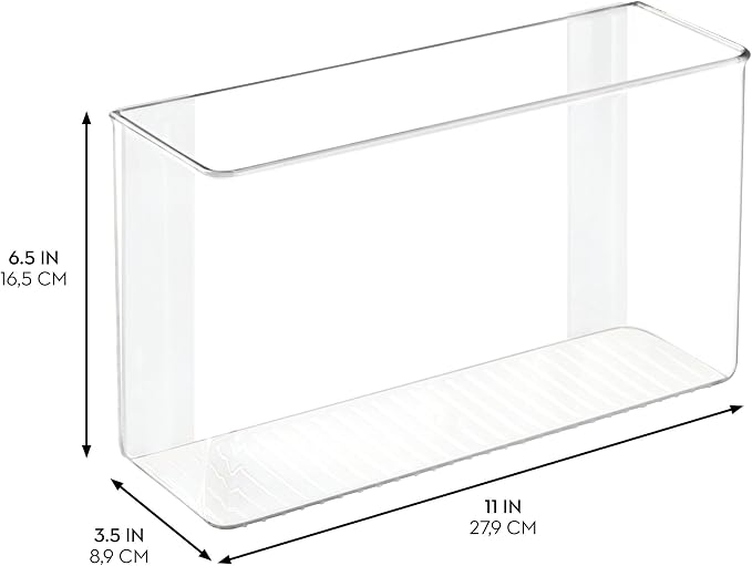 iDesign AFFIXX Plastic Wall Mount Organizer for Kitchen Bathroom, Office, Bedroom, Garage, Craft Room, 3.5" x 11" x 6.5", Clear | For Kitchen, Bathroom, Office, Bedroom, Garage, Craft Room - Image 2