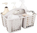 Portable Shower Caddy Basket Plastic Storage Basket with Divided Light Grey | Sturdy Large Capacity Cleaning Supplies Organizer Compartments Tool Bin for Bathroom Kitchen Bedroom College Dorm Essentials by JiatuA