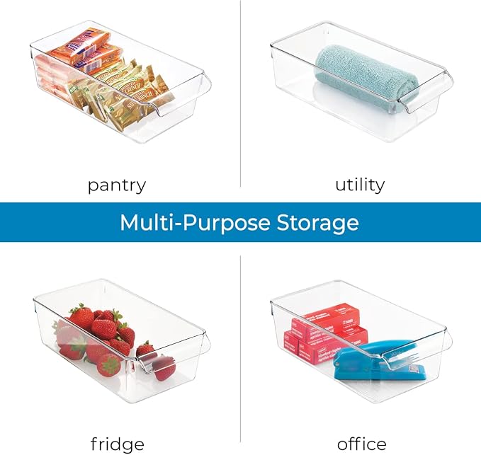 iDesign Linus Plastic Fridge and Freezer Storage Organizer Bin with Handle, Clear Container for Food, Drinks, Produce Organization, BPA-Free , 11.5" x 6" x 3.5", Clear | With Handle, BPA-Free, For Food, Drinks, Produce, Freezer Compatible - Image 5