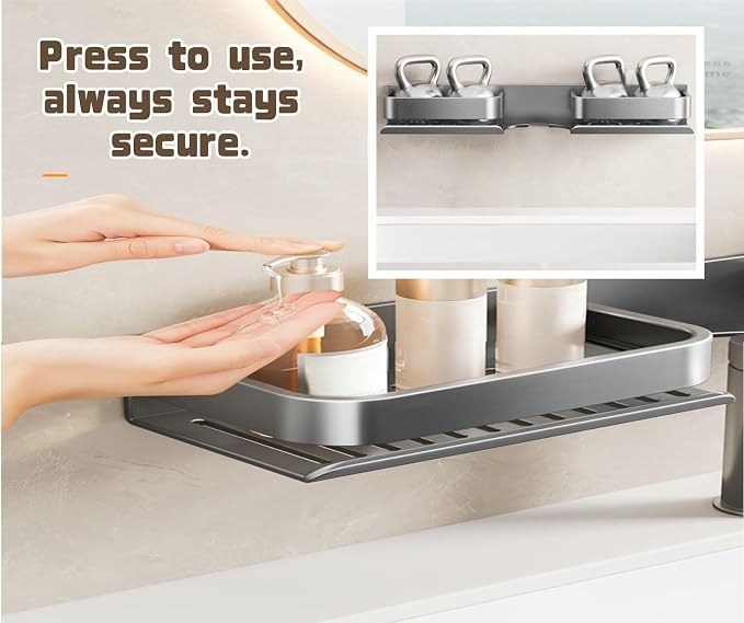 15.7 Inch Over the Sink Shelf, No-Drill Countertop Caddy for Toiletries & Skincare, Rust-Proof Carbon Steel & Aluminum, Fits Most Faucets,（Gray） - Image 6
