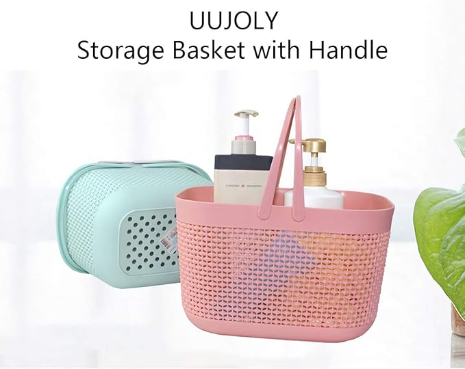 Plastic Portable Shower Caddy Basket, Storage Organizer with Handle, Pink | Bottom Drain Holes, Keep Dry, Sturdy and Durable, Easy to Carry for Bathroom, Kitchen, Dorm Room, RV, College - Image 5