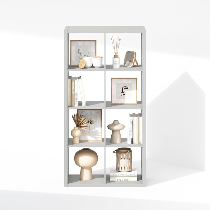Furinno Simple 8-Cube Storage Organizer, Extra Thick Frame, Pale Grey | Vertical/Horizontal, Open Back, Display Shelf, Shelving Unit, Storage Shelves, for Organization, Living Room, Home Office - Image 7