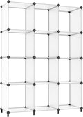 AWTATOS Closet Organizer, 12 Cube Storage Organizer, Translucent | Portable Closet Organizers, DIY Stackable Storage Cubes Shelves Bookshelf, Plastic Clothes Shelving for Home, Bedroom by AWTATOS