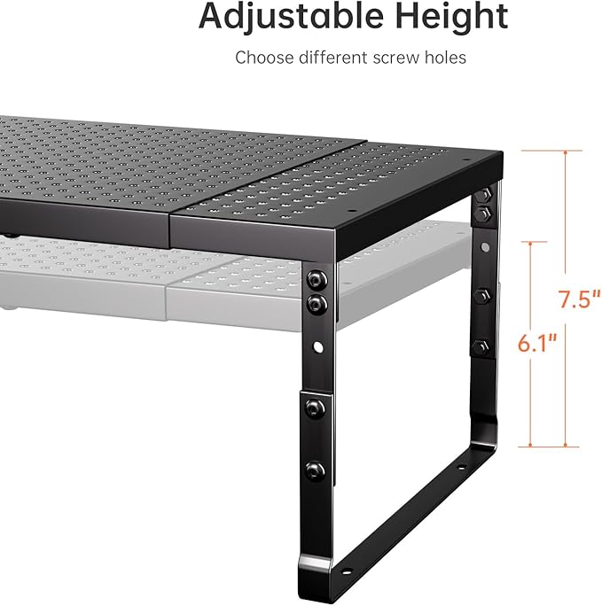 Cabinet Shelf,Expandable Adjustable Stackable Kitchen Organizer,for cabinets, Kitchens, countertops, bathrooms Shelf Organizer (2Packs/Black,Medium) - Image 4