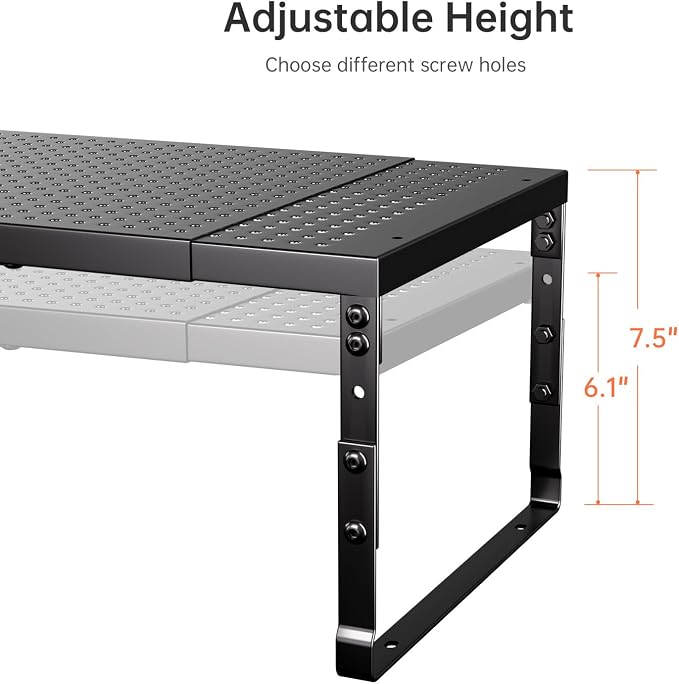 Cabinet Shelf,Expandable Adjustable Stackable Kitchen Organizer,for cabinets, Kitchens, countertops, bathrooms Shelf Organizer(2Packs/Black,Large) - Image 4