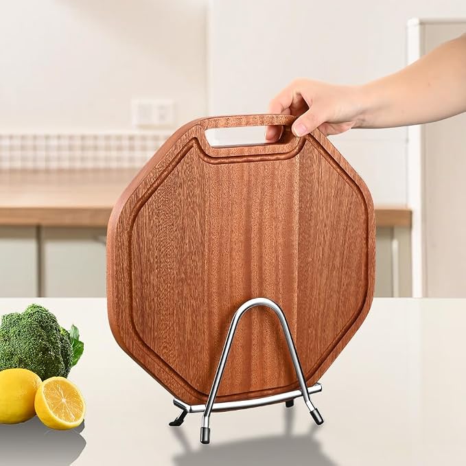 Cutting Board Rack Holder Stand - 304 Stainless Steel Chopping Board Organizer, Pan Rack with Stable Triangle Design, Stainless Steel Cutting Board Hold for Countertop Space Saving - Image 6
