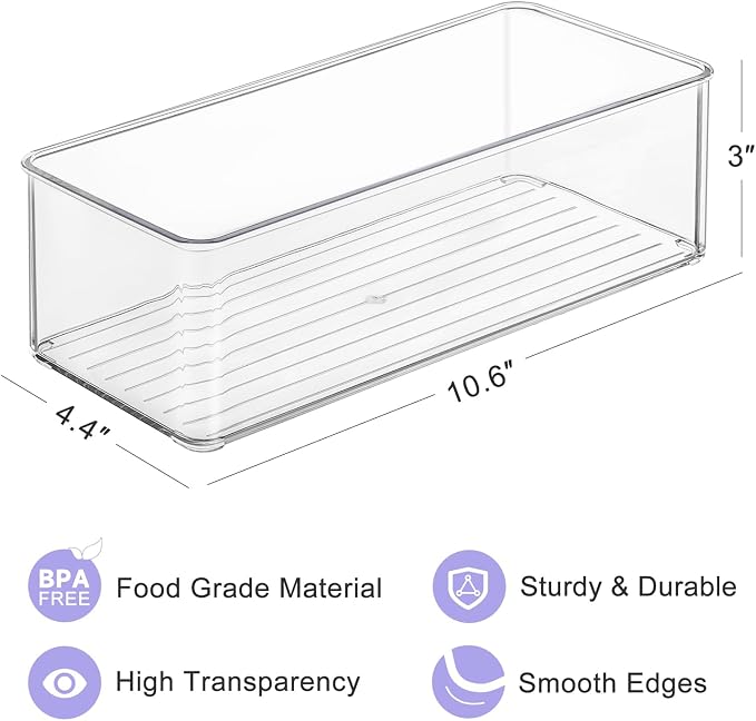 Hudgan 4 Pcs Storage Container Breastmilk for Fridge, Clear Organizer Bins for Milk Bags, Plastic Storage Bins for Freezer,Pantry, Bottles Bathroom, Vanity, Drawer and Yogurts,4.4" Wide - Image 5