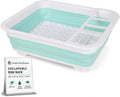 American Dream Collapsible Dish Drying Rack with Drainboard – Space-Saving Kitchen Dish Drainer with Utensil Holder, Blue by AmericanDreamHomeGoods